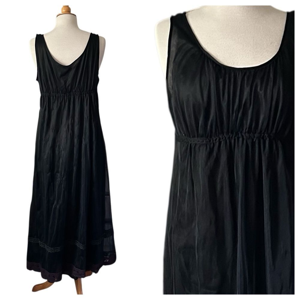 Vintage Val Mode Long Black Sheer Nightgown - Large - Picture 2 of 9